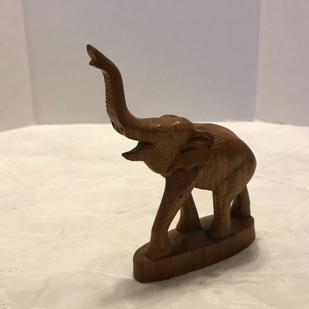 Vintage Wooden Folk Art Elephant Hand Carved‎ 6 inches
